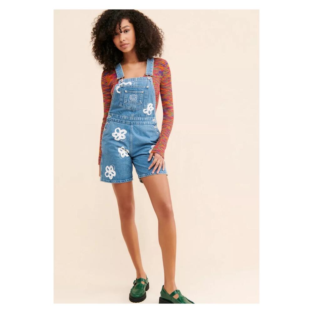 The Ragged Priest Flower Print Shortalls Sz.28 NWT